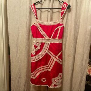 Yoana Baraschi Hot Pink Embroidered Silk Mini Dress